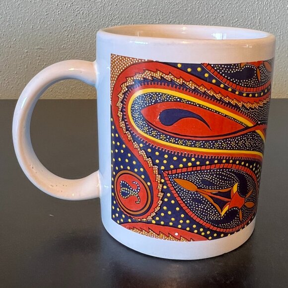 Set of 2 Australia Aboriginal Dot Painting  DreamTime Art Inspired Ceramic Mugs - Picture 3 of 14